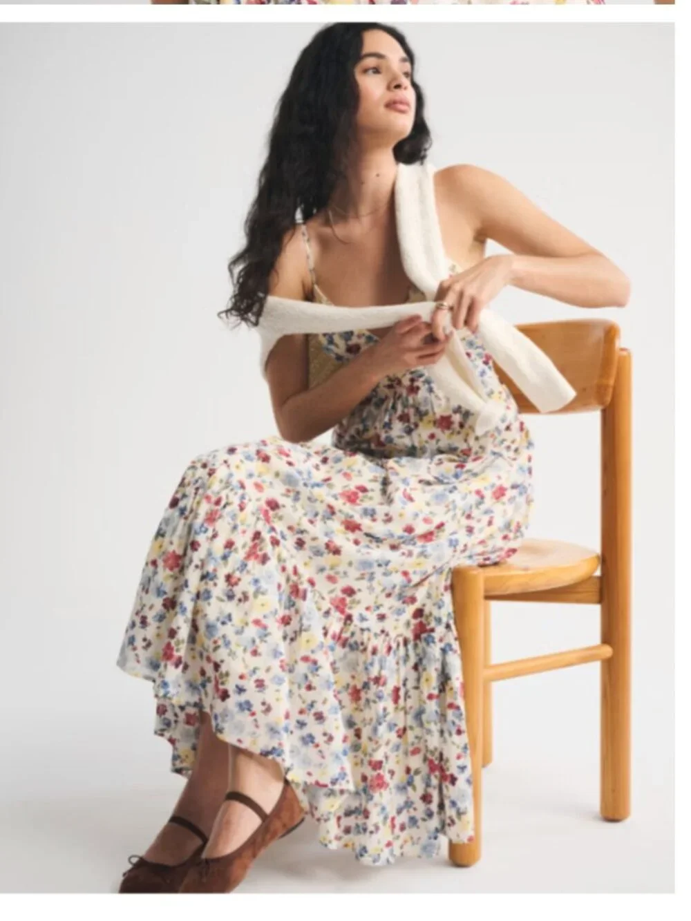 Abercrombie and Fitch Bra-Free Tie-Back Flowy V-Neck Maxi Dress Size Large NWT